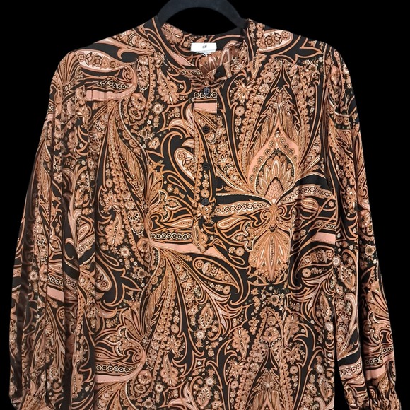 Richard Allen x H&M Womens Paisley Print Tunic Sz 8 Oversized Mob Wife Cocktail - Picture 4 of 11